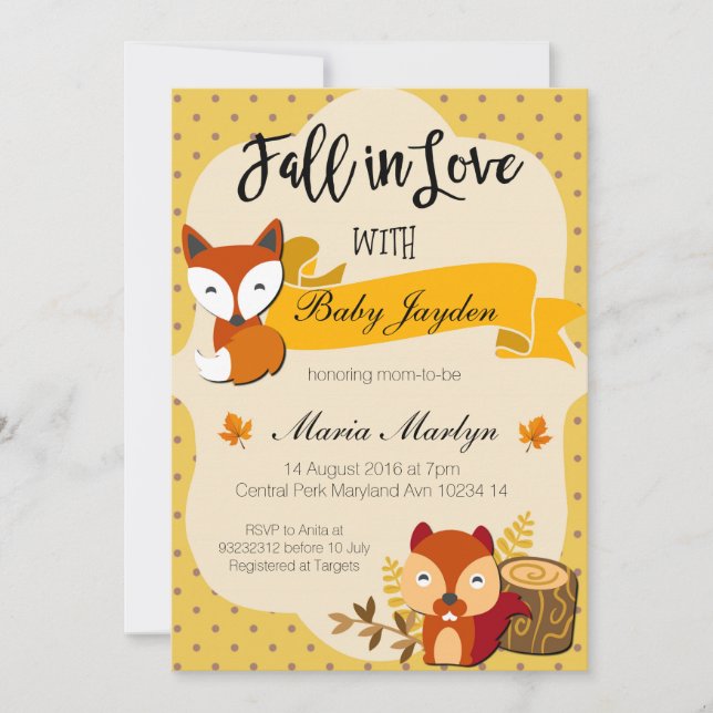 Invitación a Baby Shower Caer en el amor (Anverso)