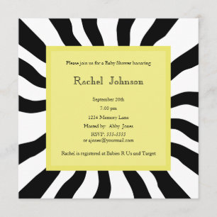Invitación a Baby Shower: cebra y amarillo