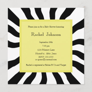 Invitación a Baby Shower: cebra y amarillo