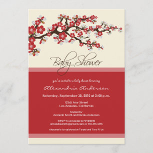 Invitación a Baby Shower Cherry Blossom (rojo)