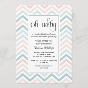 Invitación a Baby Shower Chevron Pastel