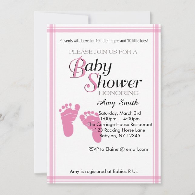 Invitación a Baby Shower - chica (Anverso)