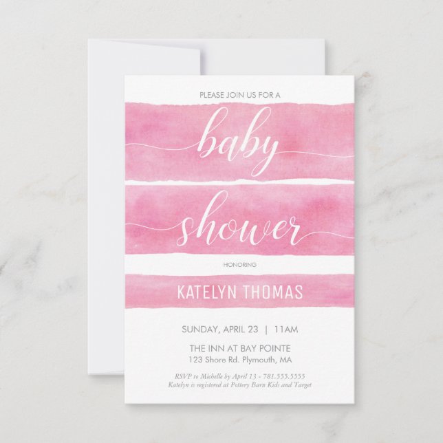 Invitación a Baby Shower, Chica, acuarela, Persona (Anverso)