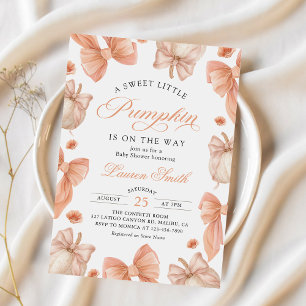 Invitación a Baby Shower Chica de Bow de calabaza