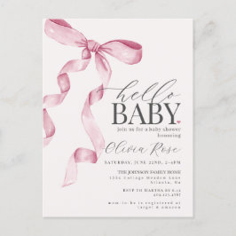 Invitación a Baby Shower Chica de Bow de Coquette 