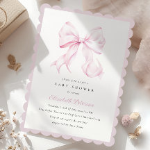 Invitación a Baby Shower Chica de Bow rosa