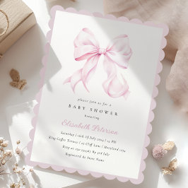 Invitación a Baby Shower Chica de Bow rosa