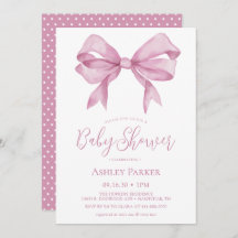 Invitación a Baby Shower Chica de Bow rosa