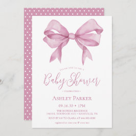 Invitación a Baby Shower Chica de Bow rosa