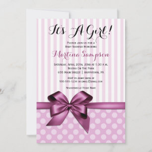 Invitación a Baby Shower Chica de Bow rosa