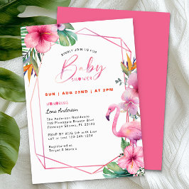 Invitación a Baby Shower, Chica de Flamingo tropic