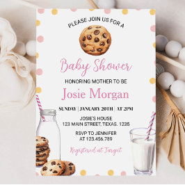 Invitación a Baby Shower Chica De Leche Y Galletas