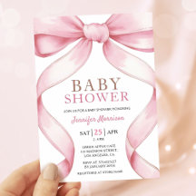 Invitación a Baby Shower Chica elegante de Bow ros