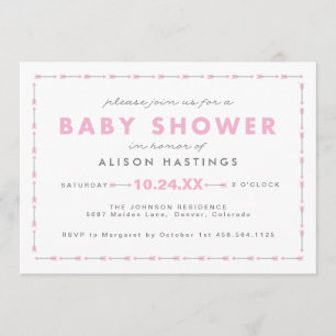 Invitación a Baby Shower Chica moderno con flecha