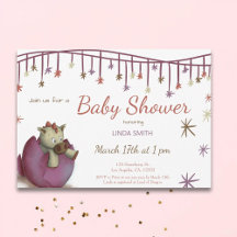Invitación a Baby Shower Chica morado de huevo de