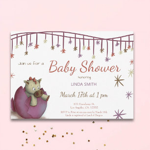 Invitación a Baby Shower Chica morado de huevo de 