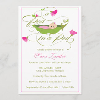 Invitación a Baby Shower - Chica Pea en un Pod