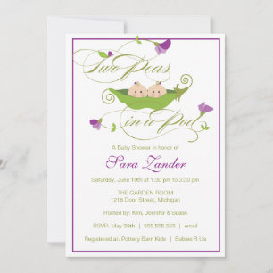 Invitación a Baby Shower - Chicas gemelos se comen