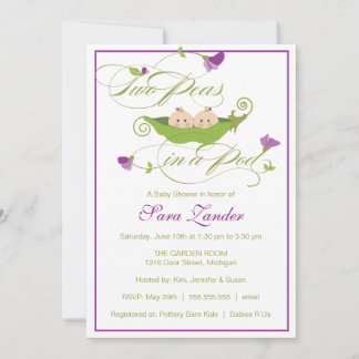 Invitación a Baby Shower - Chicas gemelos se comen