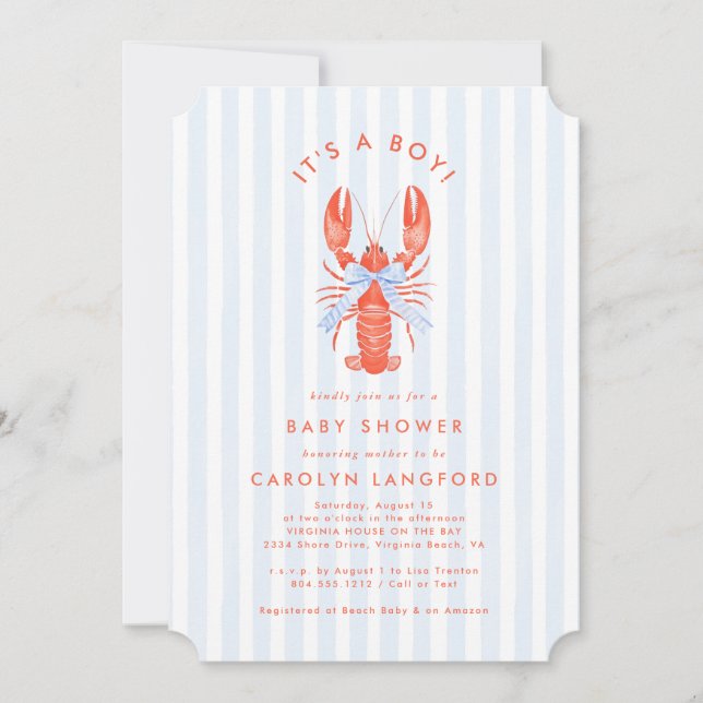 Invitación a Baby Shower Coastal Cutie (Anverso)