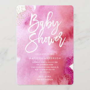 Invitación a Baby Shower color agua rosa