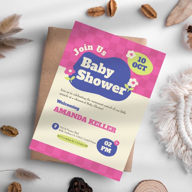 Invitación a Baby Shower color rosa (Subido por el creador)