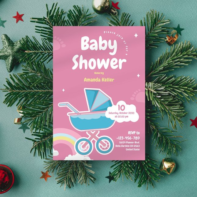 Invitación a Baby Shower color rosa (Subido por el creador)