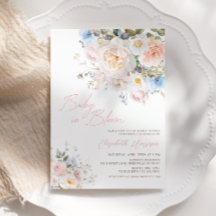 Invitación a Baby Shower color rosa floral de bebé