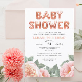 Invitación a Baby Shower con acuarela floral