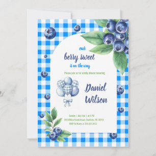 Invitación a Baby Shower con arándanos azules