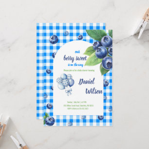 Invitación a Baby Shower con arándanos azules