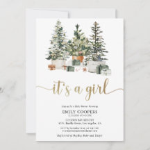 Invitación a Baby Shower con Árbol de Navidad y Re