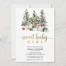 Invitación a Baby Shower con Árbol de Navidad y Re