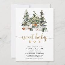 Invitación a Baby Shower con Árbol de Navidad y Re