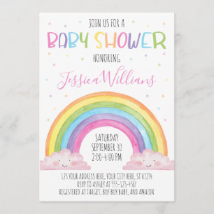 Invitación a Baby Shower con arco iris, Baby Showe