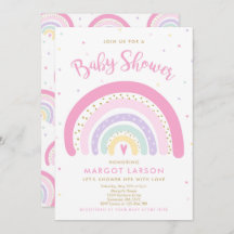 Invitación a Baby Shower con arco iris Pastel Arco