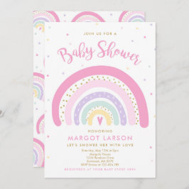 Invitación a Baby Shower con arco iris Pastel Arco