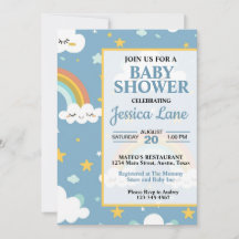 Invitación a Baby Shower con arco iris puro