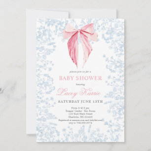 Invitación a Baby Shower con arco rosa y azul
