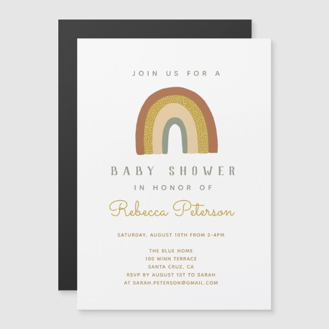 Invitación a Baby Shower con arcoiris (Anverso/Reverso)