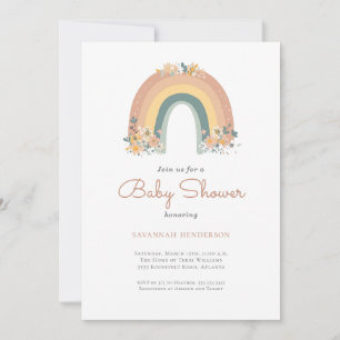 Invitación a Baby Shower con arcoíris de Boho