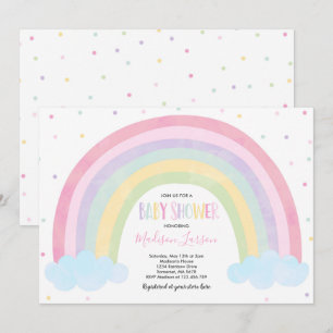 Invitación a Baby Shower con arcoiris Pastel Rainb