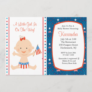 Invitación a Baby Shower con bandera ondeada patri