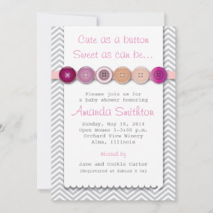 Invitación a Baby Shower con botón de recorte