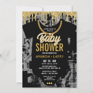 Invitación a baby shower con cadena de Hip Hop
