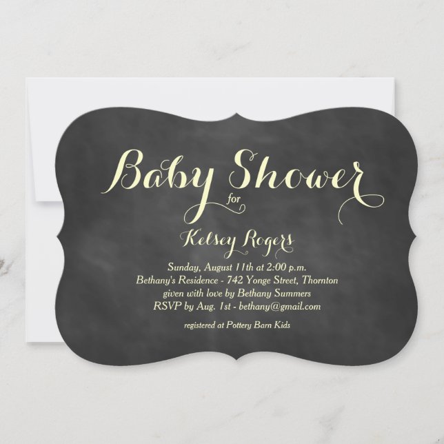Invitación a Baby Shower con cartón amarillo (Anverso)