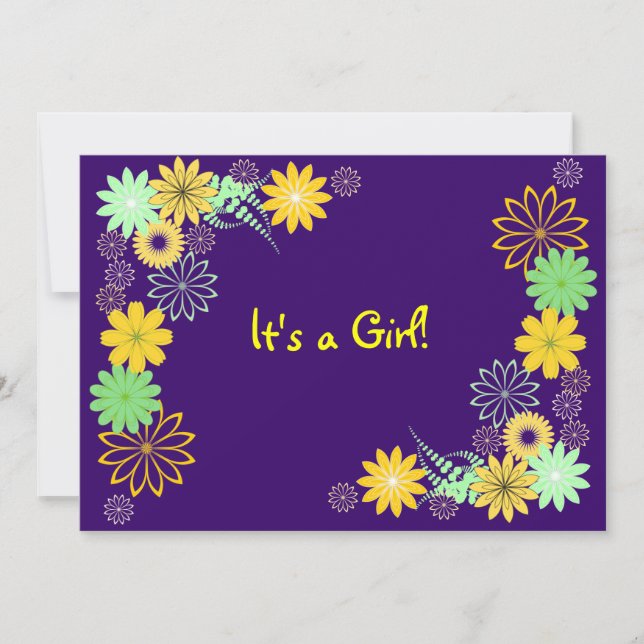 Invitación a Baby Shower con color morado (Anverso)