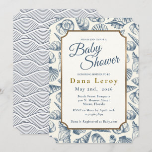 Invitación a Baby Shower con conchas de playa