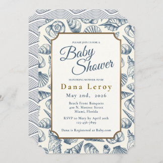 Invitación a Baby Shower con conchas de playa