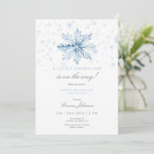 Invitación a Baby Shower con copo de nieve azul
